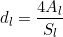 \[ d_l = \frac{4 A_l}{S_l} \]