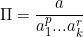 \[ \Pi=\frac{a}{a_1^{p}...a_k^{r}} \]