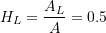 \[ H_L = \frac{A_L}{A}= 0.5 \]