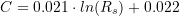 C = 0.021 \cdot ln(R_s) + 0.022