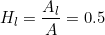 \[ H_l = \frac{A_l}{A}= 0.5 \]