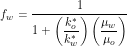 \[ f_w = \frac{1}{\displaystyle 1+\left ( \frac{k^*_o}{k^*_w}\right )\left ( \frac{\mu_w}{\mu_o}\right )} \]