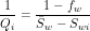 \[ \frac{1}{Q_i} = \frac{1-f_w}{\bar{S}_w-S_{wi}} \]