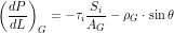 \[ \left ( \frac{dP}{dL} \right )_G = -\tau_i \frac{S_i}{A_G} - \rho_G \cdot \sin \theta \]