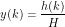 \[y(k)=\frac{h(k)}{H}\]