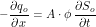\[ -\frac{\partial q_o}{\partial x} = A \cdot \phi \, \frac{\partial S_o}{\partial t}\ \]