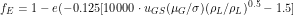 \[ f_E = 1 - e(-0.125[10000 \cdot u_{GS} (\mu_G / \sigma)(\rho_L / \rho_L)^{0.5} - 1.5]} \]