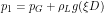 \[ p_1=p_G+\rho_L g (\xi D) \]