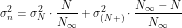 \[\sigma_n^2=\sigma_N^2\cdot\frac{N}{N_\infty}+\sigma_{(N+)}^2\cdot\frac{N_\infty-N}{N_\infty}\]