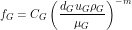 \[ f_G= C_G \left ( \frac{d_G u_G \rho_G}{\mu_G} \right )^{-m} \]