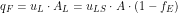 \[ q_F = u_L \cdot A_L= u_{LS} \cdot A \cdot (1-f_E)  \]